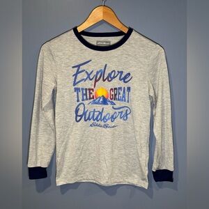 Set Of 2 Tops Long Sleeve For Boys Size 10-12 Different Brands Color Gray